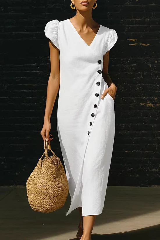 Women's Casual V-Neck Short-Sleeve Dress 
