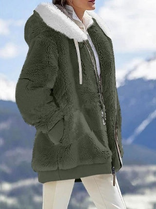 Plush Hooded Jacket – Oversized Fleece Zip-Up with Pockets CJ US
