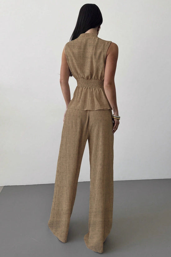 Lace-up V-neck Vest Top And Pants Two-piece Set 
