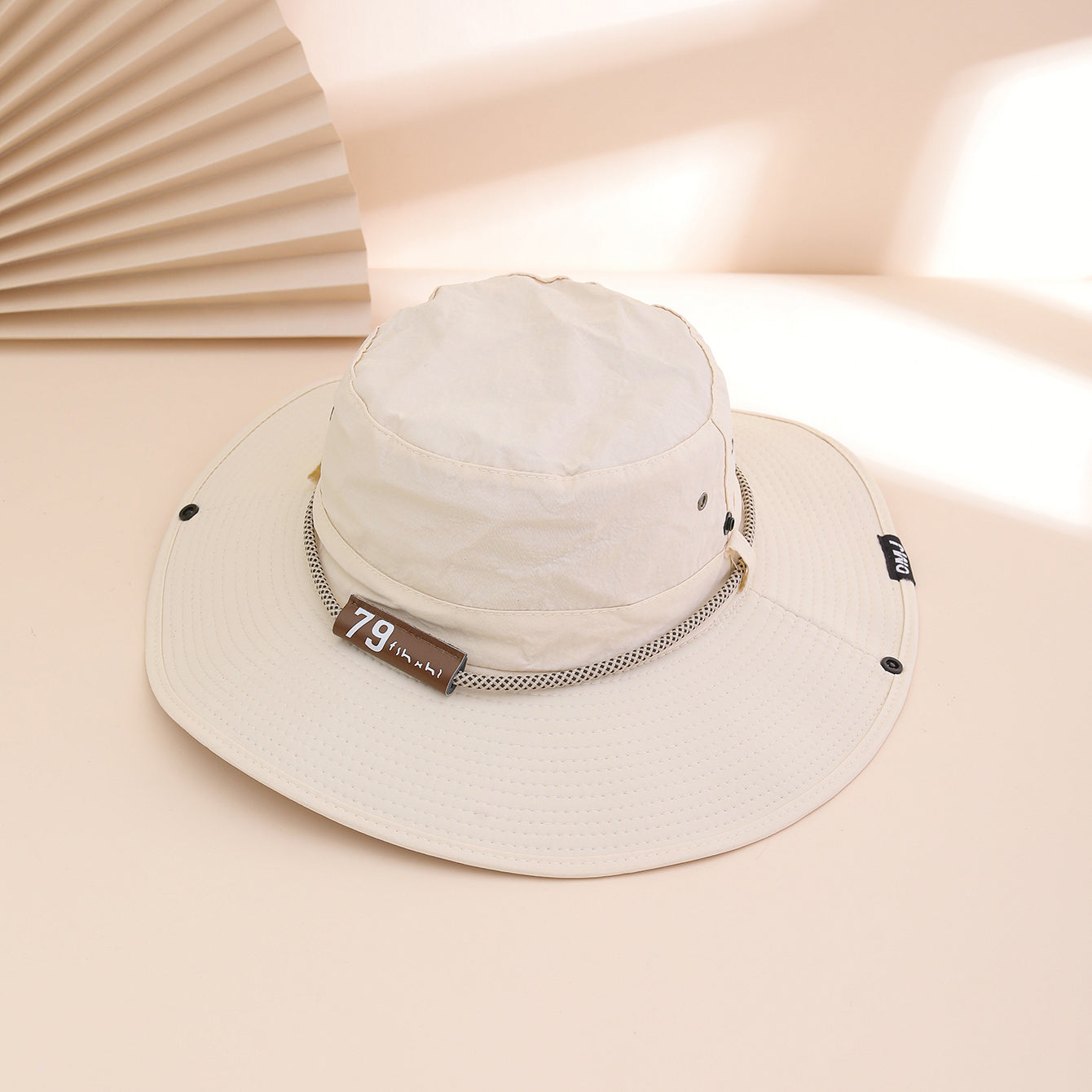Plain-color Letter-pattern Leather Sun-protective Wide-brimmed Sunshade Outdoor Simple Style Fisherman Hat For Daily Commuting, Fishing, Mountain Climbing 