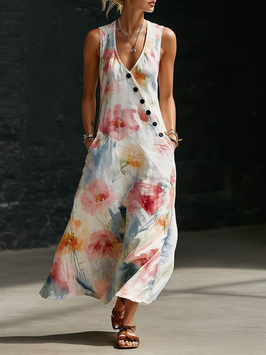 Loose-fitting V-neck Cross-over Shirt And Wide-leg Pants 