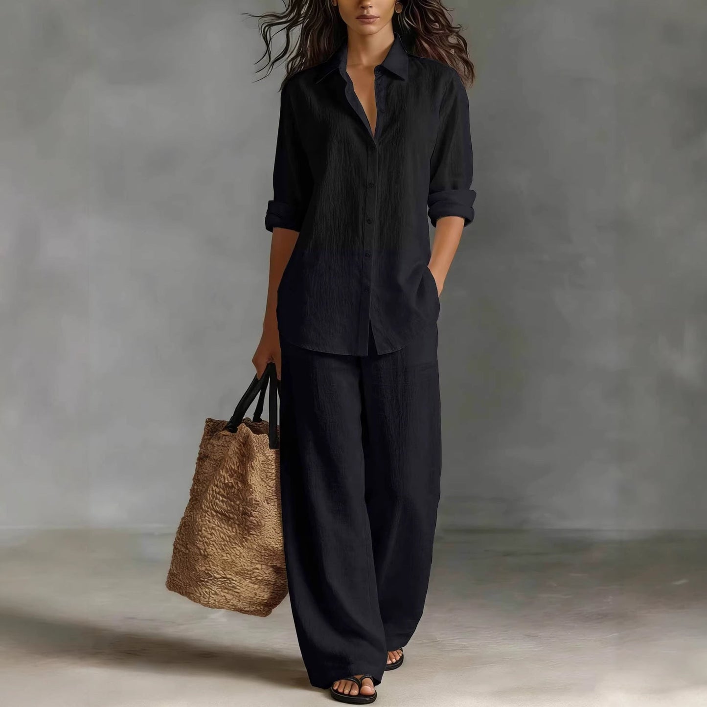 Bohemian Resort Cotton-Linen Top And Pants Set 