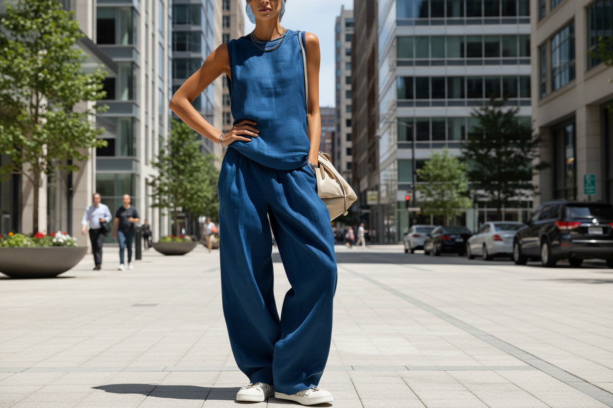 Womens Sleeveless Top And Pants Two-piece Set 