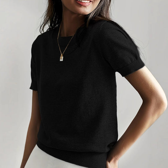 Women's Soft Stretch T-Shirt - Minimalist Everyday Top For Office & Casual Wear 