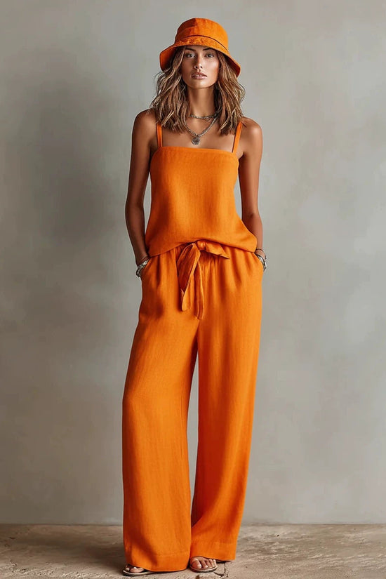 Suspender Wide-Leg Pants Set Womens Casual Two-Piece Set 