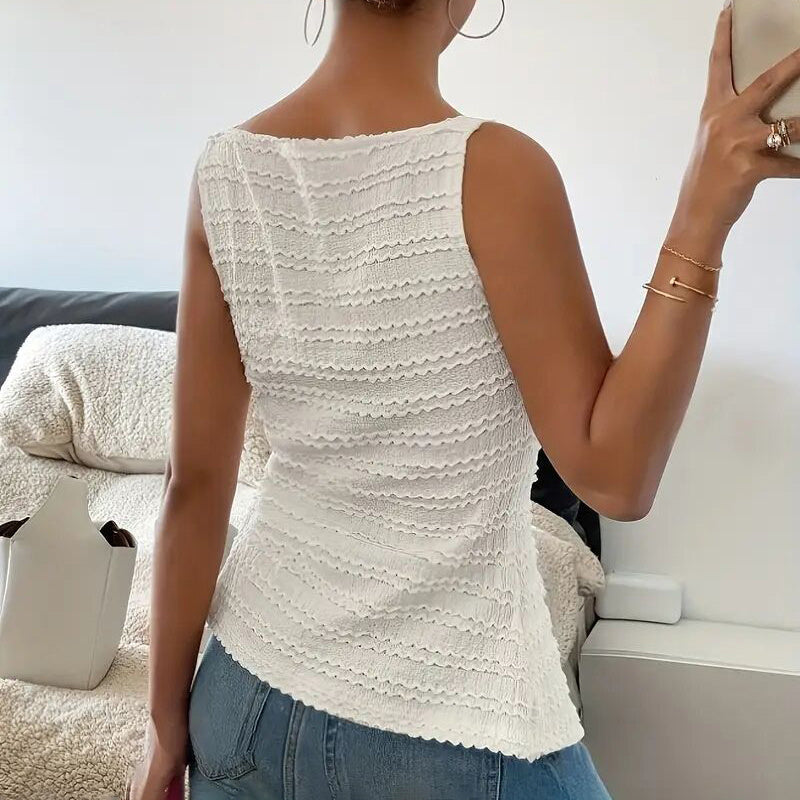 Trendy Square Neck Button Up Vest Top Y2k Going Out Tank Tops CJ US