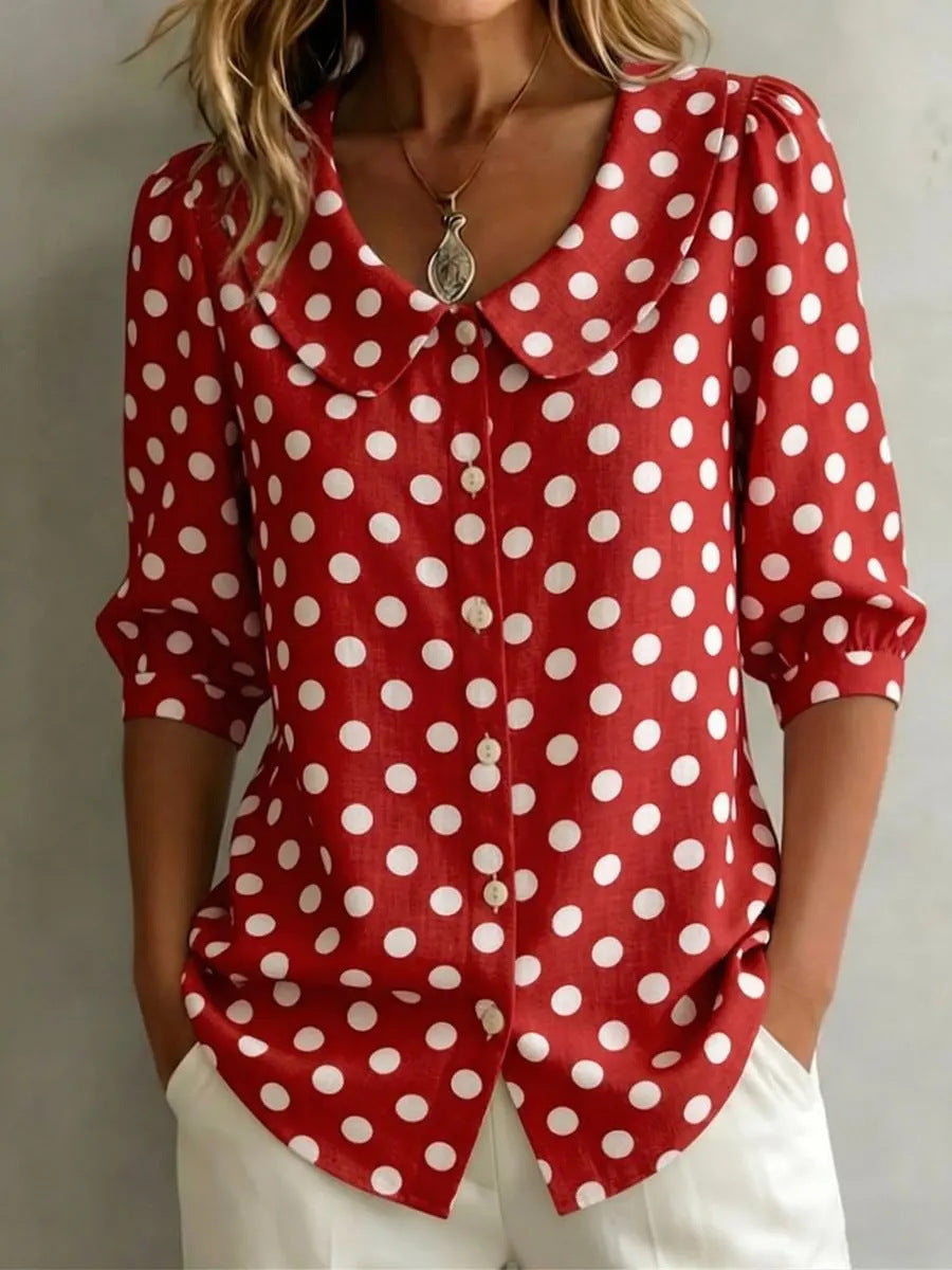 Retro Polka Dot Pattern Womens Shirt 