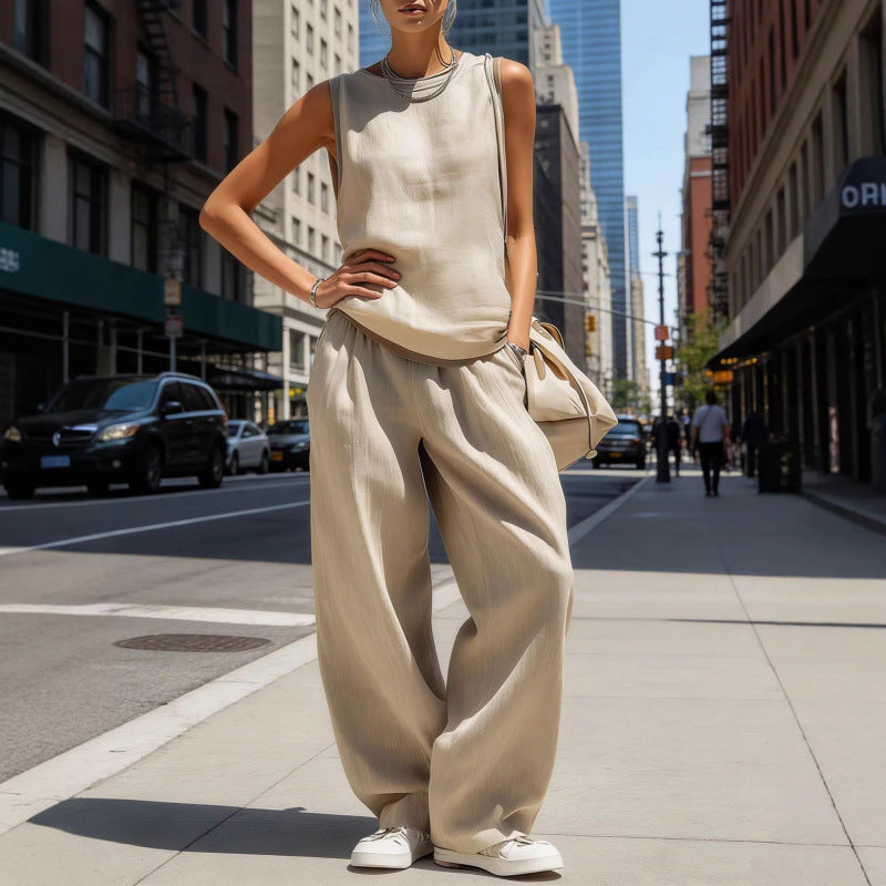 Womens Sleeveless Top And Pants Two-piece Set 