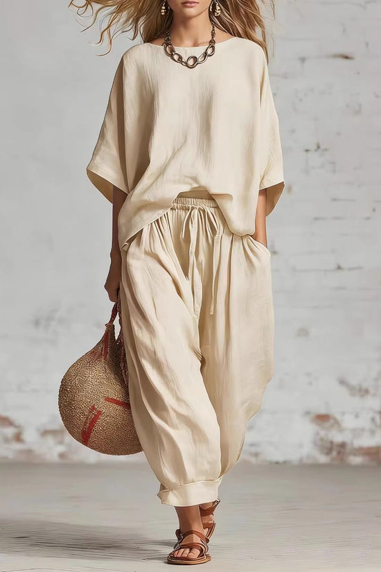 Women's Solid Color Loose Casual Set 