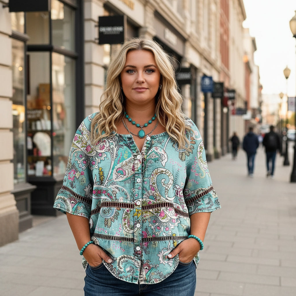 European And American Retro Bohemian Hollow-Out Plus-Size Top 