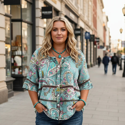 European And American Retro Bohemian Hollow-Out Plus-Size Top 