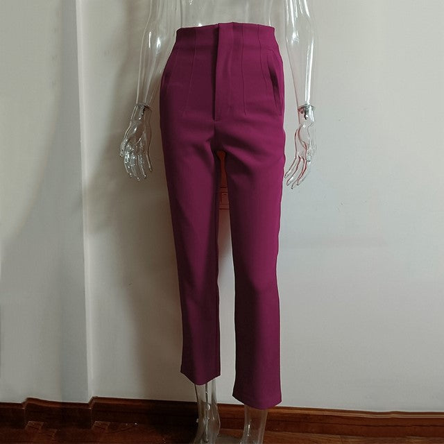 Women's High-Waisted Straight Leg Pants 