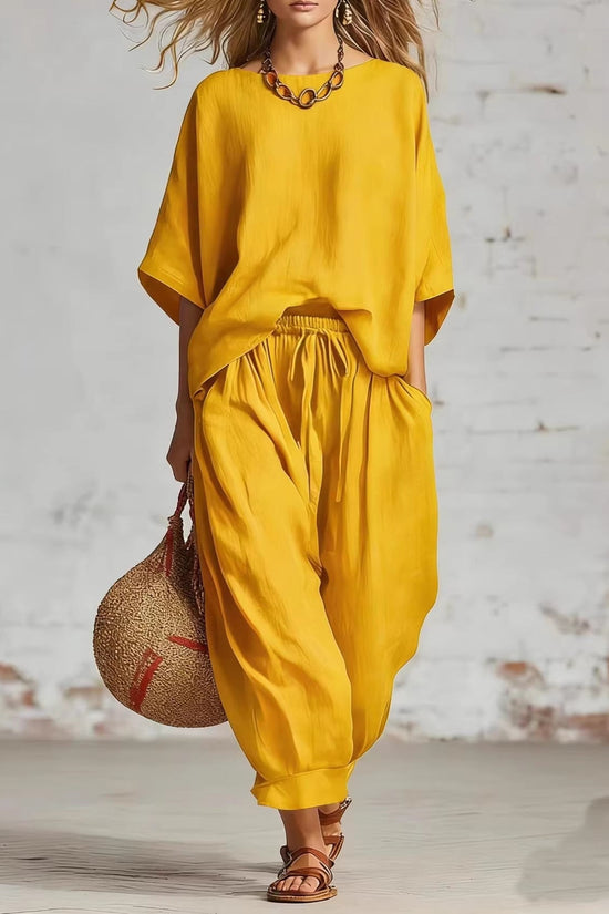 Women's Solid Color Loose Casual Set 