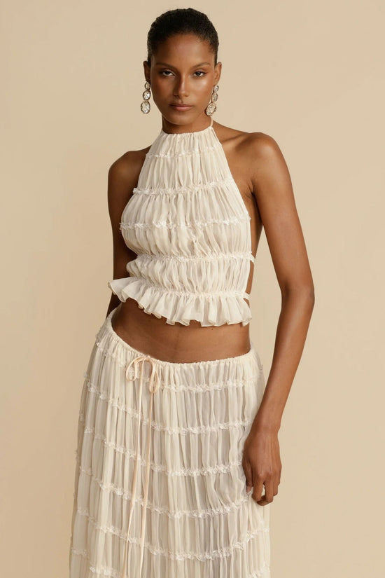🌴 2-Piece Women's Beachwear Set – Sleeveless Halter Crop Top FitiqueFit