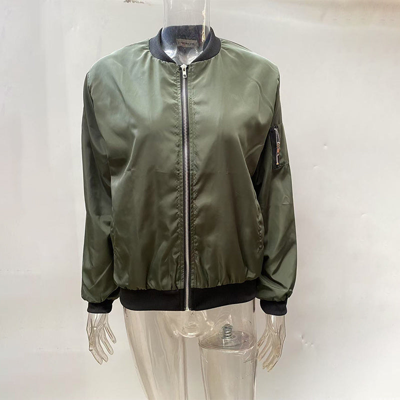 Minimalist Color-Block Stand-Collar Zip Jacket CJ