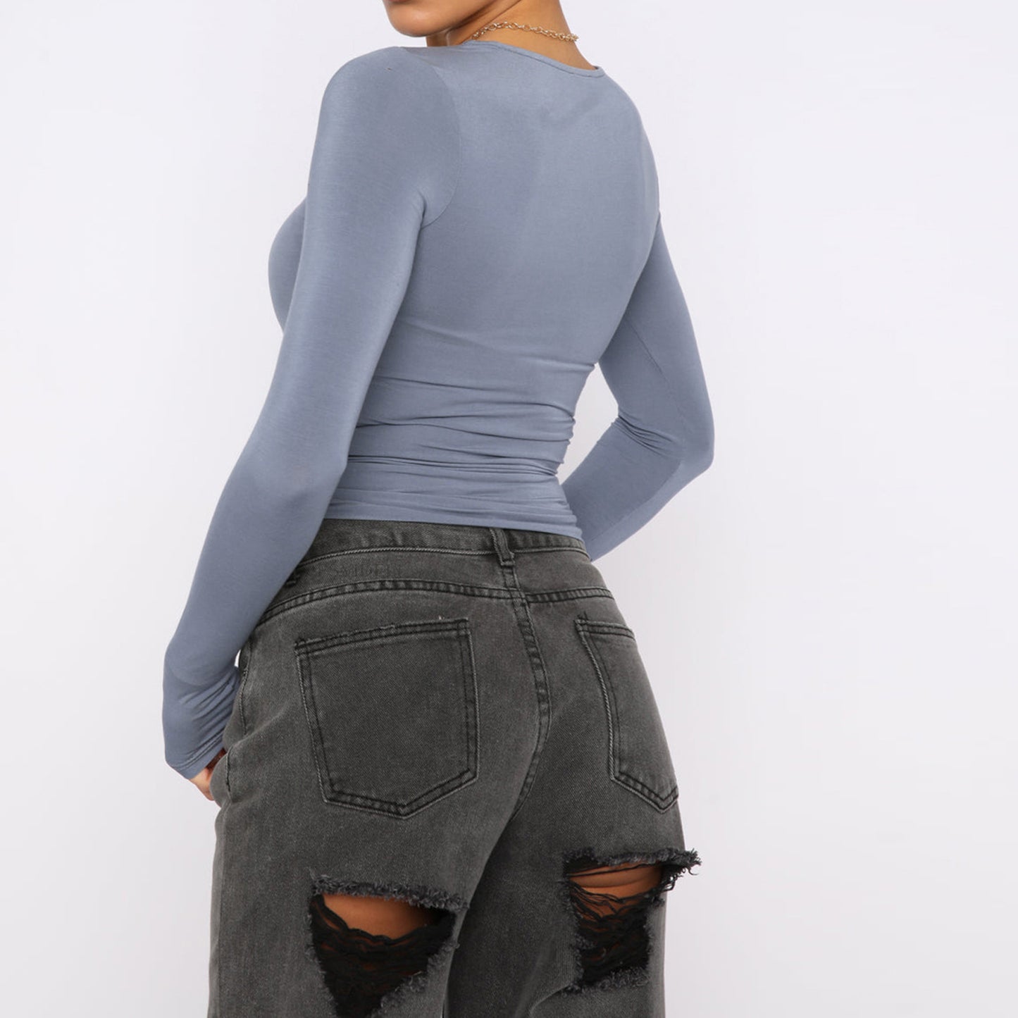 Slim Fit Long Sleeve Shirt | Women's Casual Crop Tops | Diversi