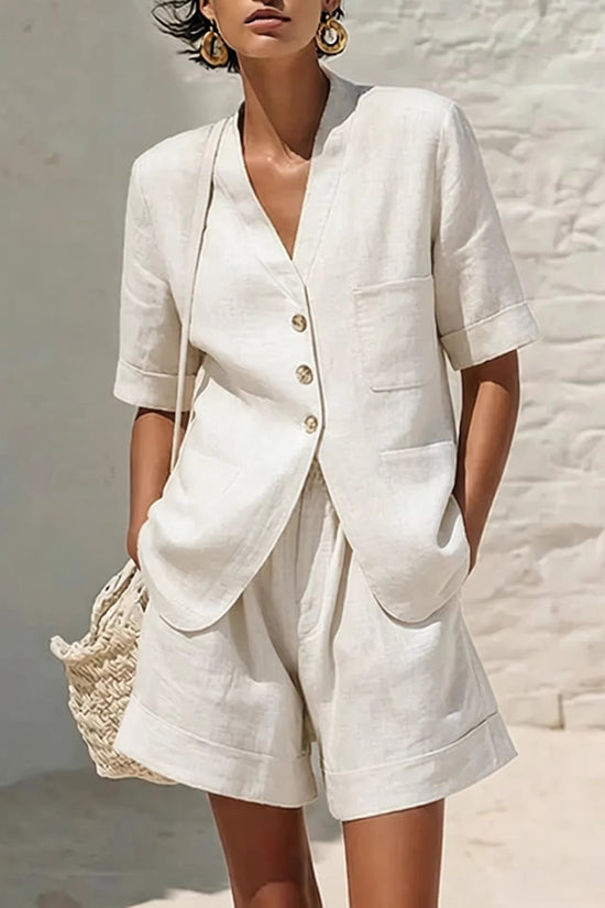 Loose-fitting Cotton And Linen Two-piece Set 