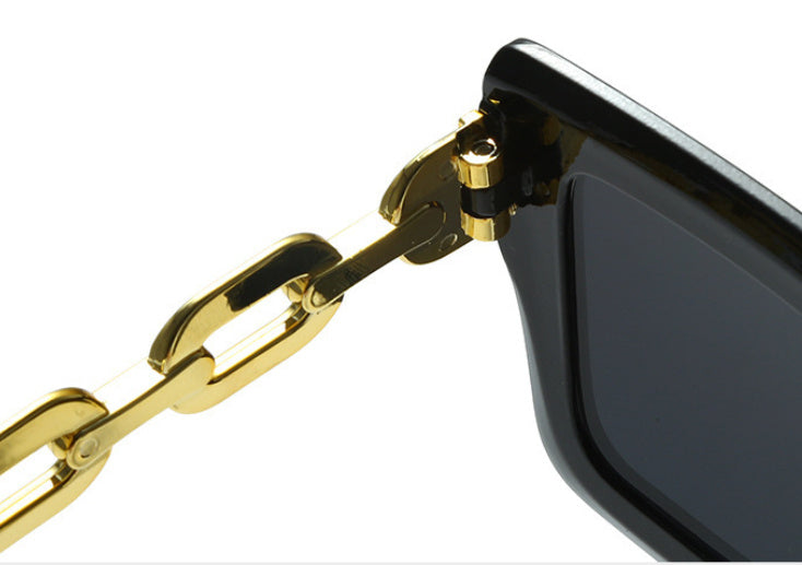 Square Chain Sunglasses for Women – Retro Large Frame Fashion Shades CJ