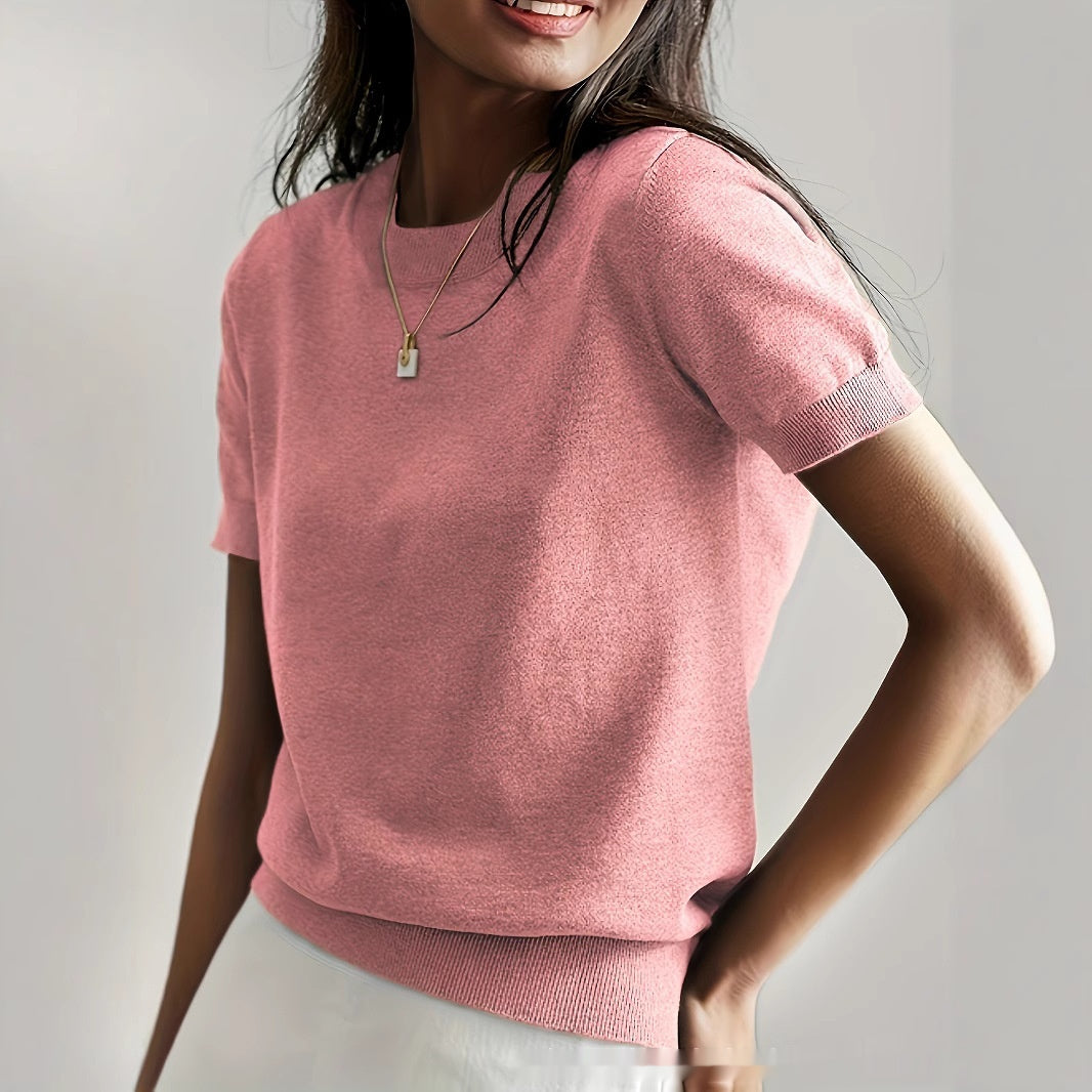 Women’s Soft Stretch Minimalist T-Shirt – Everyday Slim Fit Top 
