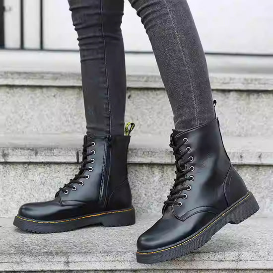 Women’s Martin Short Boots – Classic Lace-Up Ankle Boots - FitiqueFit