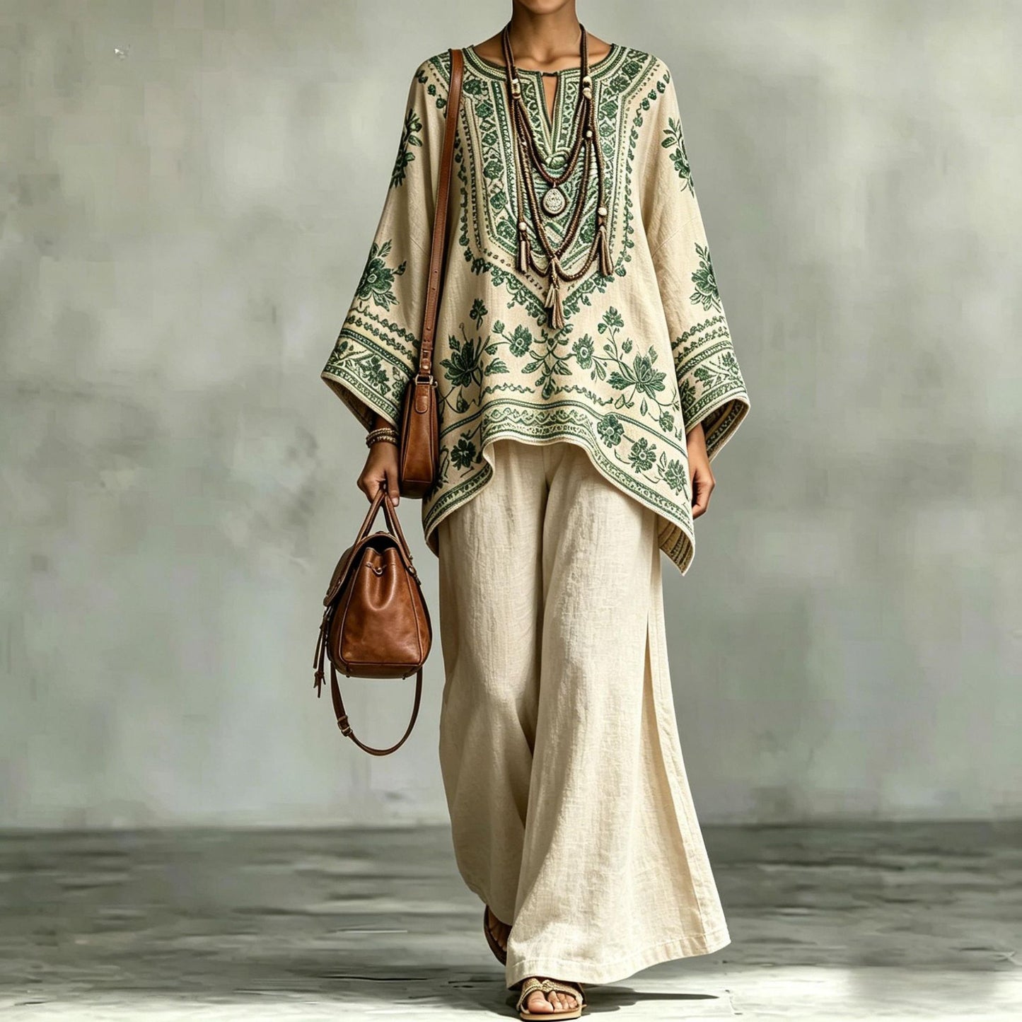 Women's Fashionable Loose-Fit Printed Long-Sleeve Set 