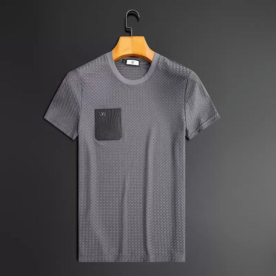 Anti-Wrinkle Houndstooth Jacquard Flex Suit Mens Short Sleeve Slim Fit Shirts