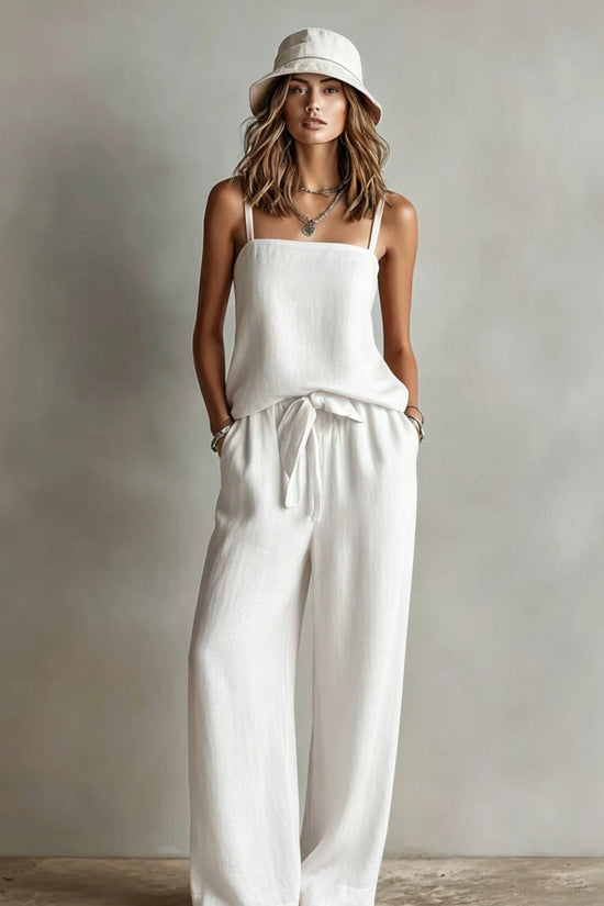Suspender Wide-Leg Pants Set Womens Casual Two-Piece Set 