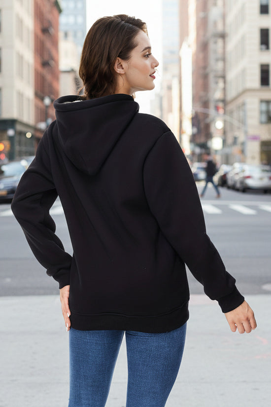 Winter New Arrival - Fashion Solid Color Velvet Hoodie - Warm Autumn And Winter Top - Hoodie With Adjustable Drawstring And Kangaroo Pocket, Comfortable Women's Sweatshirt 
