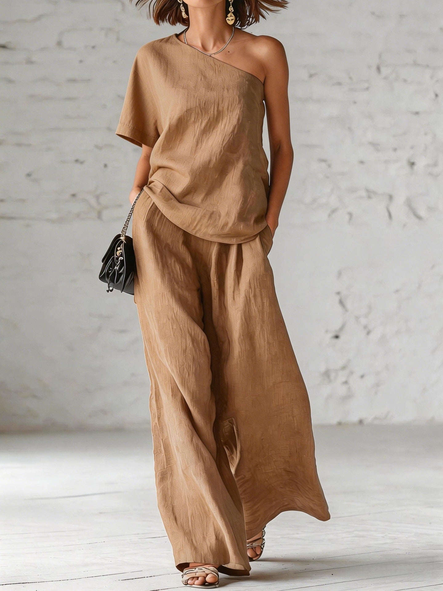 Fashion Top And Wide-leg Pants Casual Set 