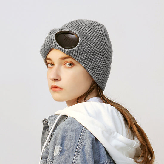 Women’s Pilot Wool Knit Hat – Winter Warm Knitted Aviator-Style Hat - FitiqueFit