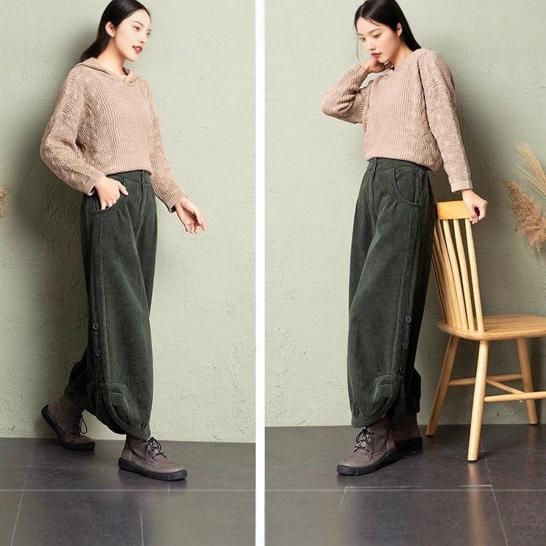AutumnWinter Corduroy Wide-Leg Pants For Women 