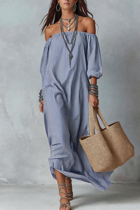 New SpringSummer Elegant Striped Loose-Fit Chic Holiday Dress For Women 