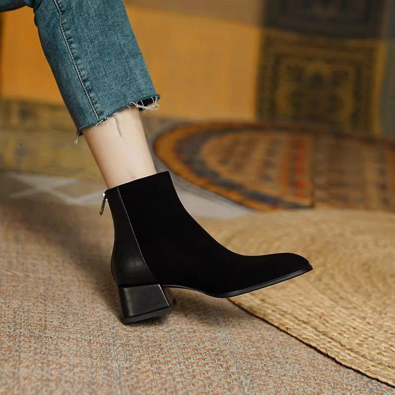 34 Suede Mid-heel Women's Martin Boots 