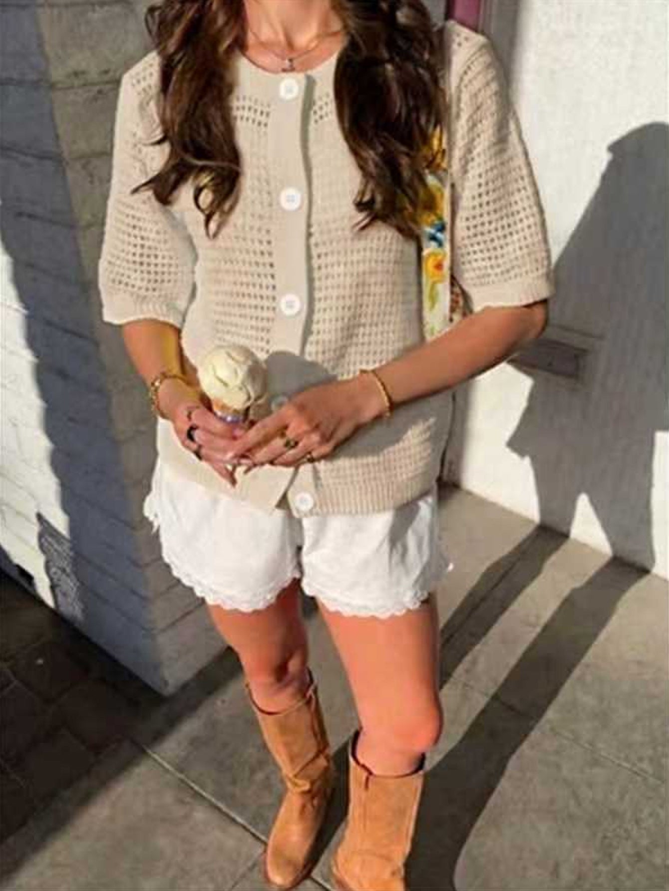 Women's Solid-color Cardigan Sweater Top 