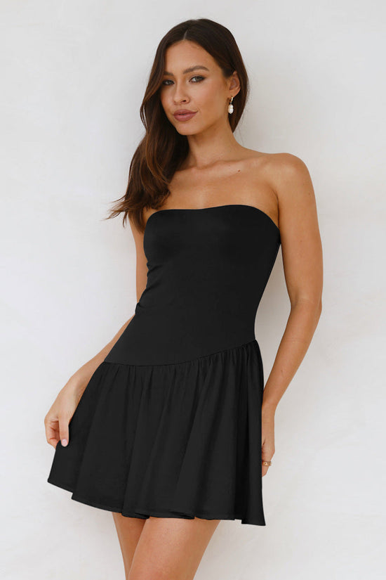 Pleated Stitching Tube Top Dress 