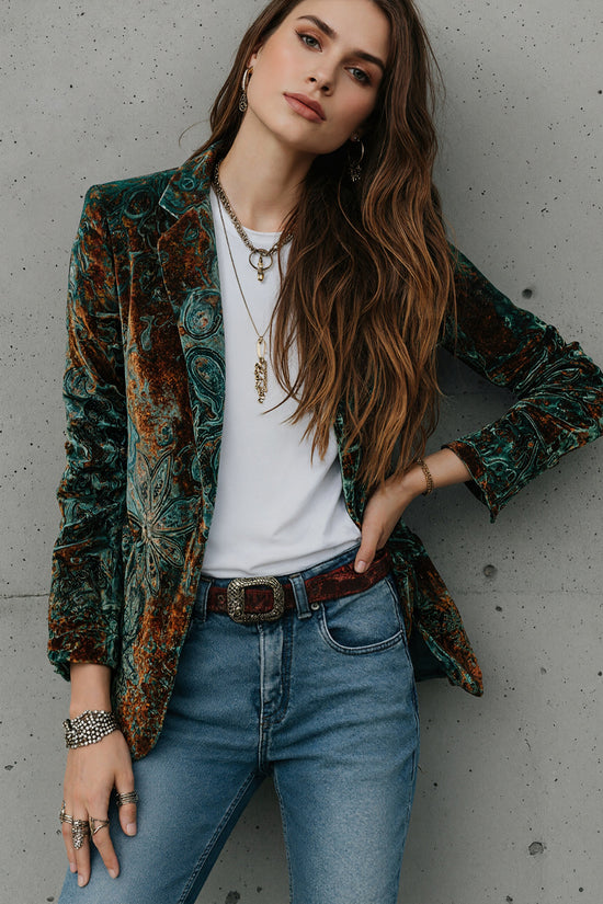 Women’s Printed Suit Jacket with Lining – Autumn Winter Casual Commuter Blazer - FitiqueFit