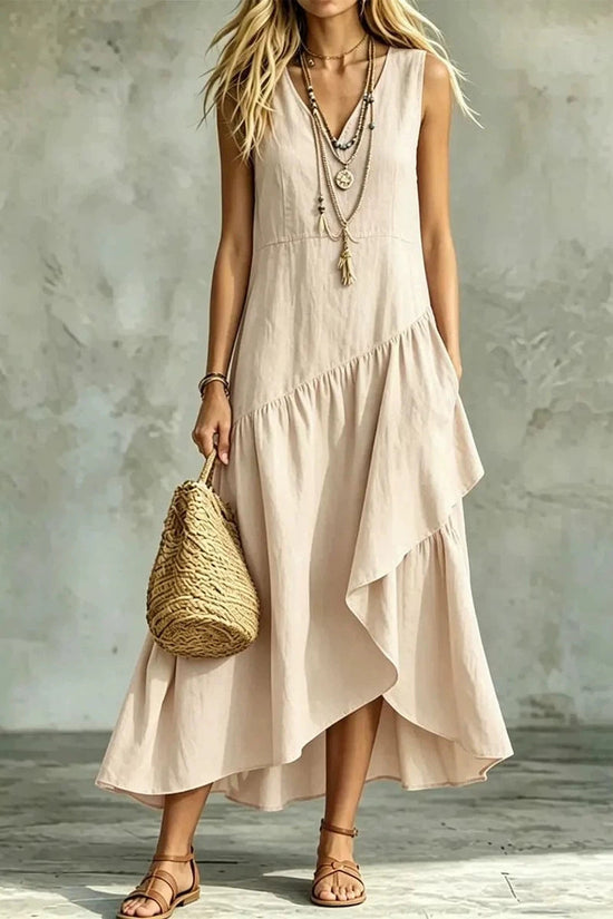 Women's Casual Solid-Color Loose Sleeveless Dress 