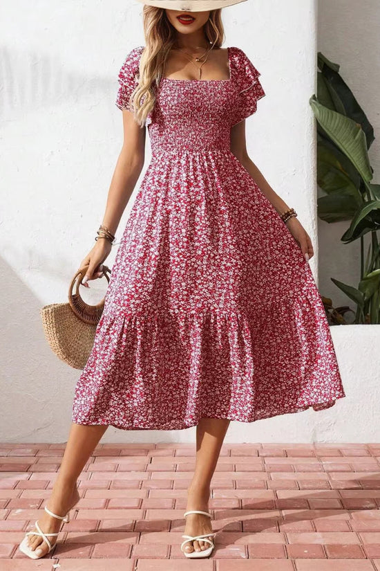 Plus Size Backless Midi Dress – Elegant Pleated Summer Party Dress 