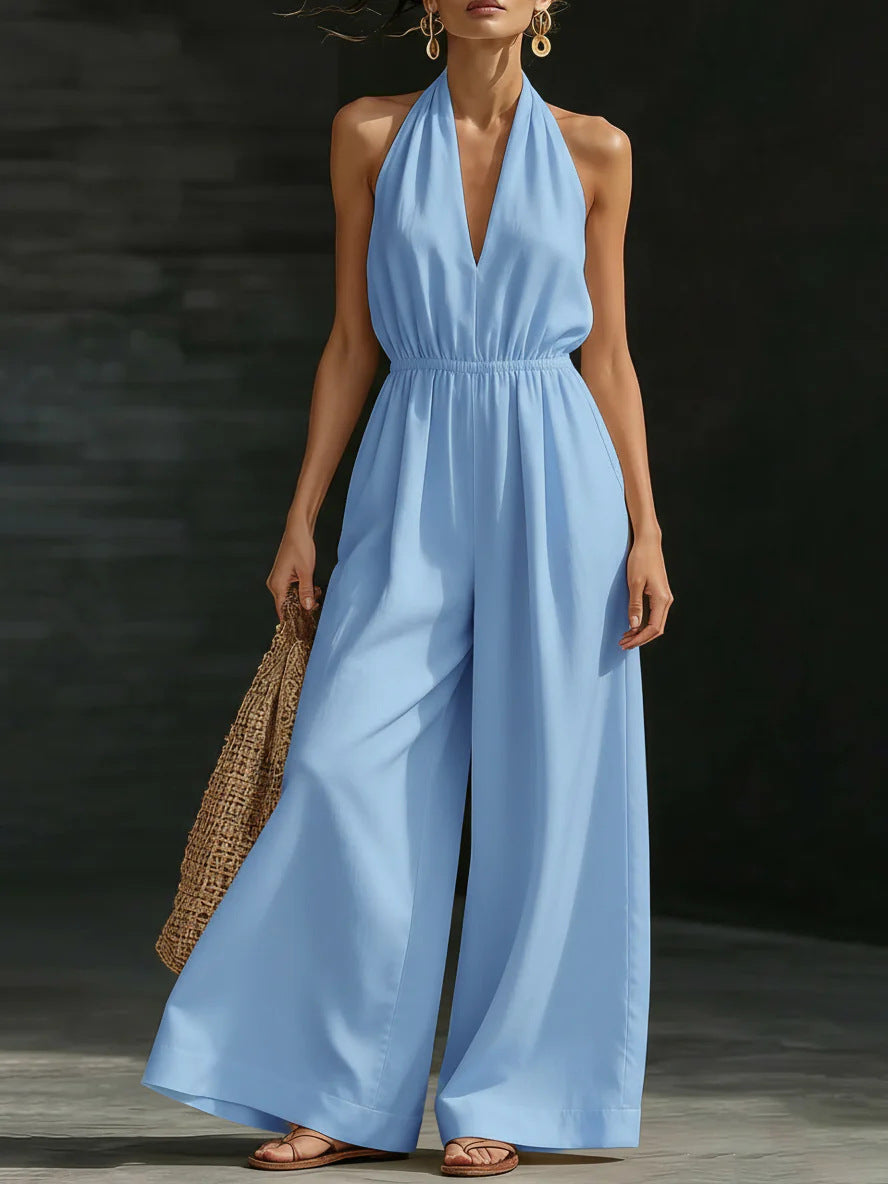 V-neck Halter Neck Jumpsuit For Women 