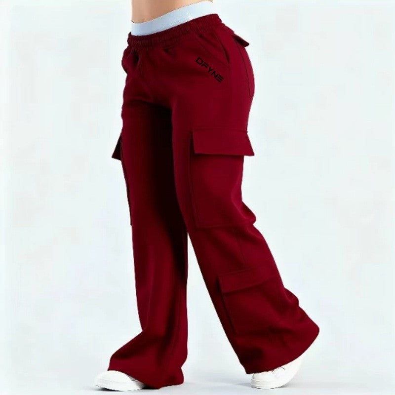 Fashionable Solid-Colored Casual All-Match Pants With Pockets 