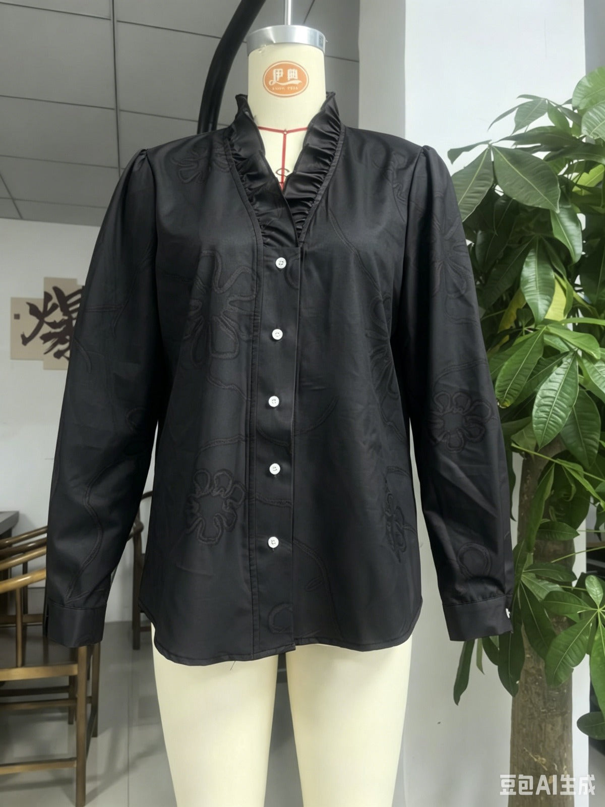 Women’s Lace Embroidered Cotton Linen Blouse 