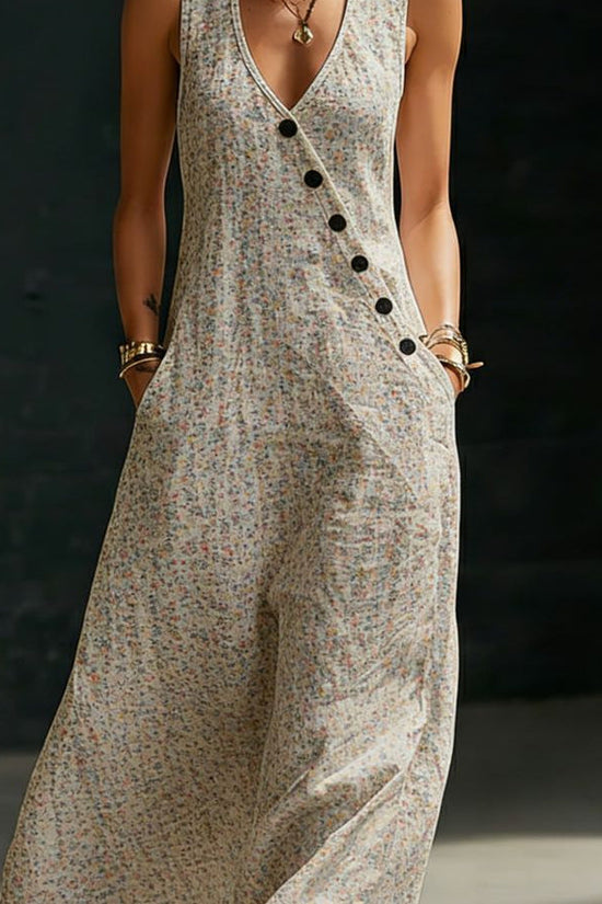 Loose-fitting V-neck Cross-over Shirt And Wide-leg Pants 