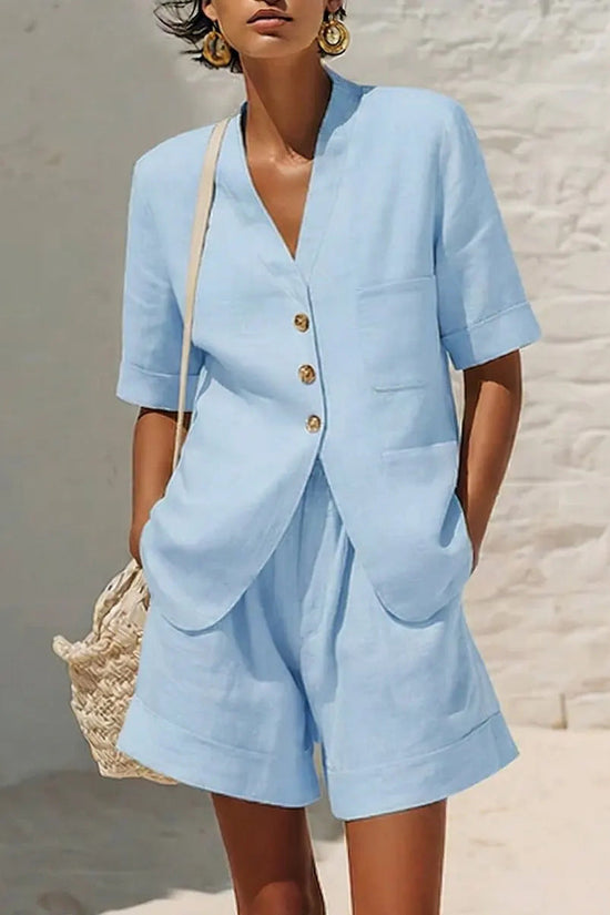 Loose-fitting Cotton And Linen Two-piece Set 