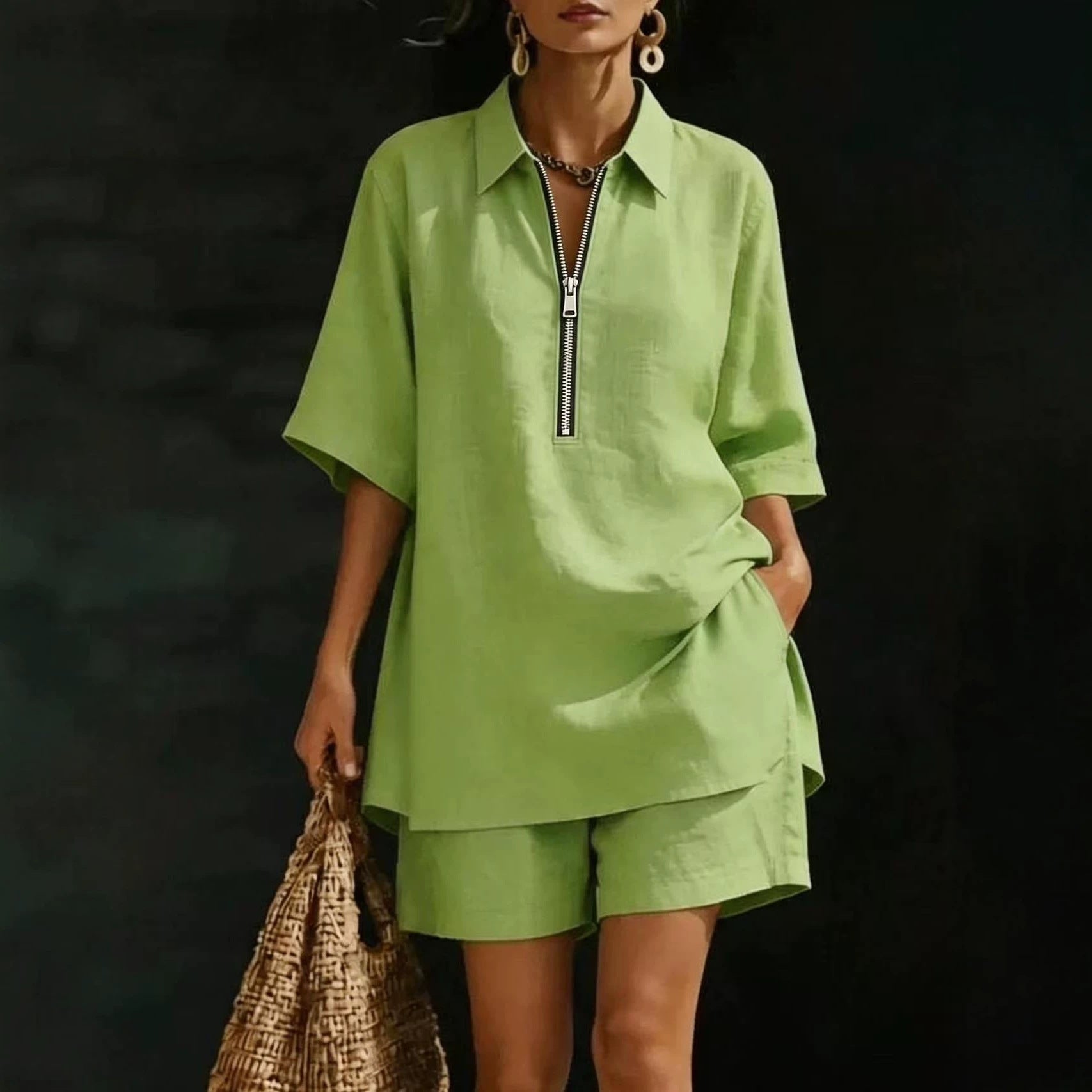 Women's Top Short-Sleeve Shirt Set 