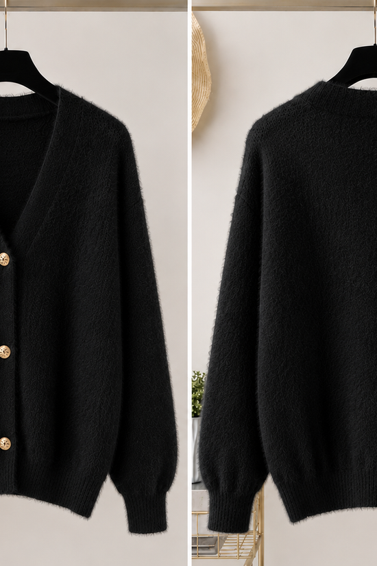 Women's V-Neck Button Front Long Sleeve Knit Cardigan 