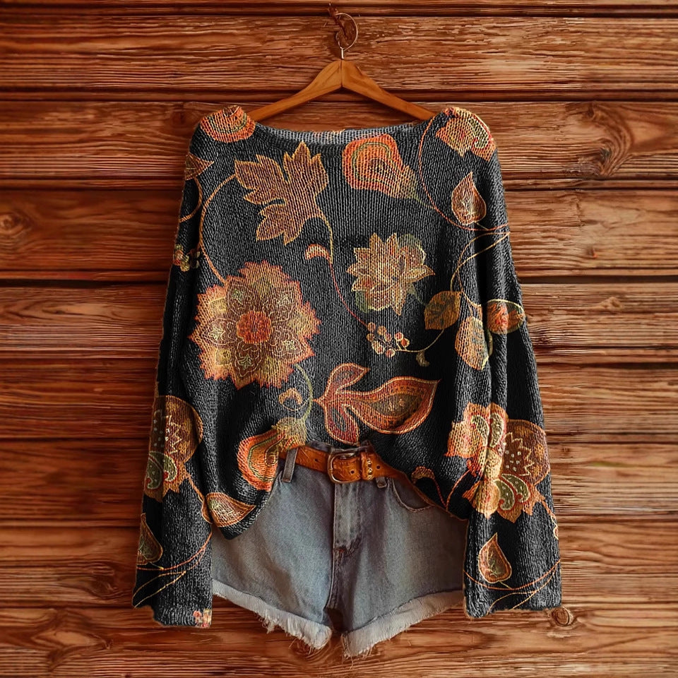 Women’s Fall Wildflower Print Long Sleeve T-Shirt 