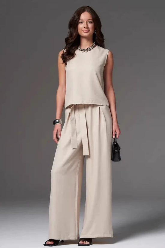 Women's Loose Casual Sleeveless Wide-Leg Pants Set 