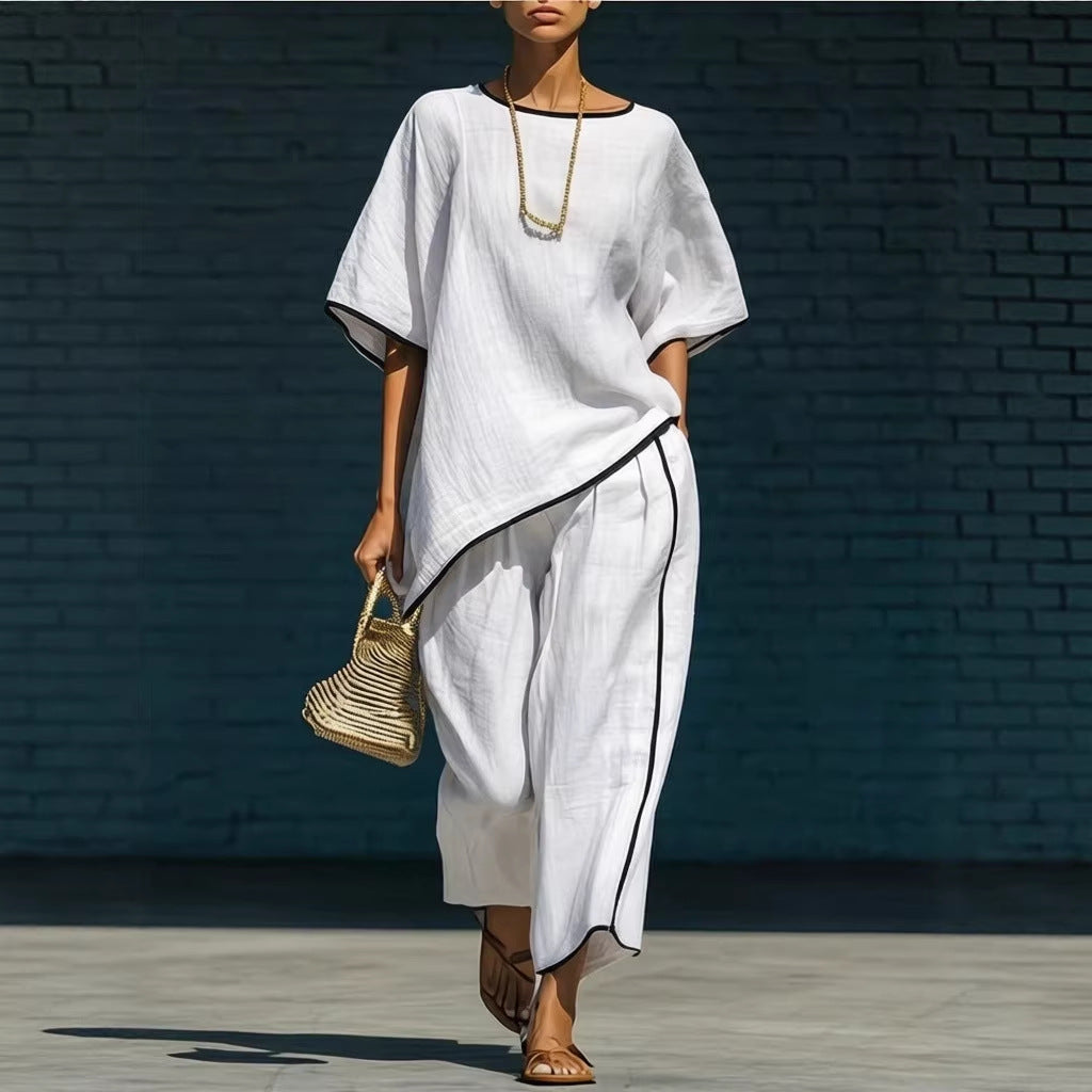 Casual Resort-Style Fashionable Loose Two-Piece Set For Women 