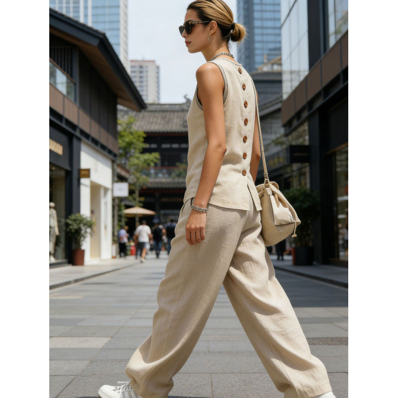 Womens Sleeveless Top And Pants Two-piece Set 