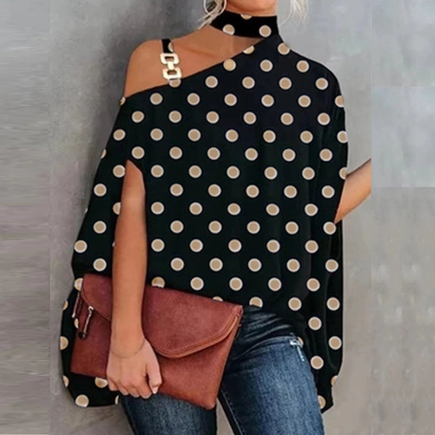 Women’s V-Neck Printed Off-Shoulder Vest Top 
